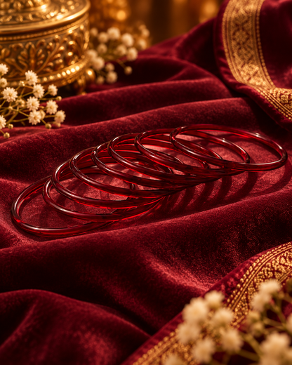 Ruby Red Jelly Bangles Set | 8-Piece Glossy Transparent Bangles