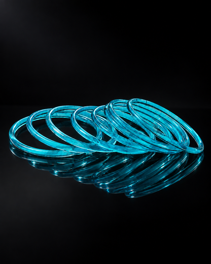 Royal Blue Jelly Bangles Set | 8-Piece Glossy Transparent Bangle
