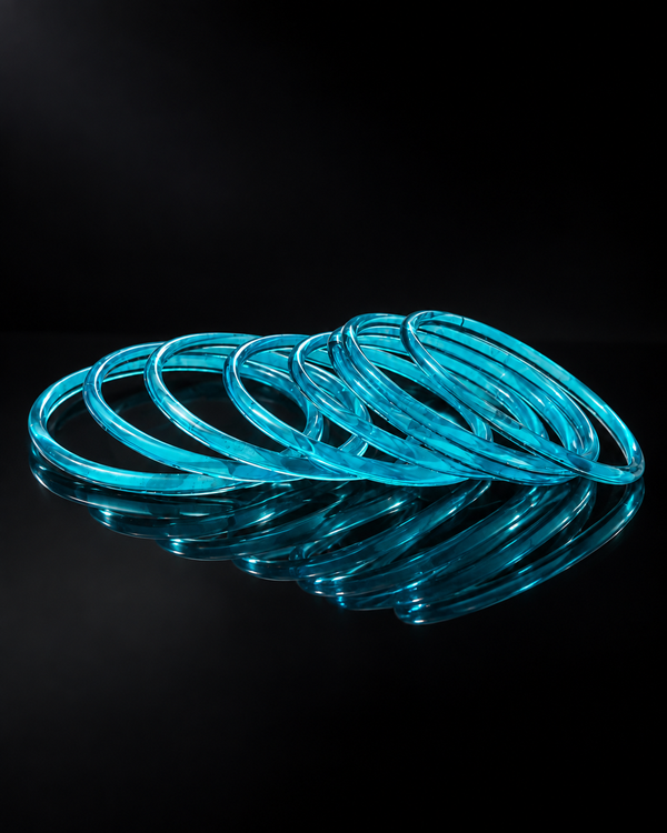 Royal Blue Jelly Bangles Set | 8-Piece Glossy Transparent Bangle
