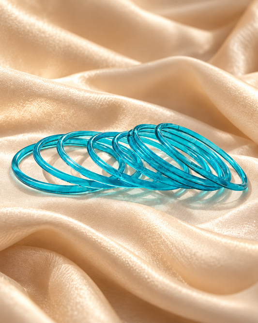 Royal Blue Jelly Bangles Set | 8-Piece Glossy Transparent Bangle