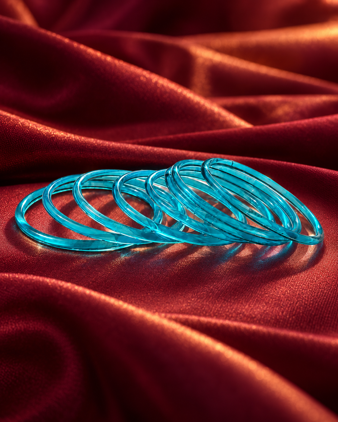 Royal Blue Jelly Bangles Set | 8-Piece Glossy Transparent Bangle