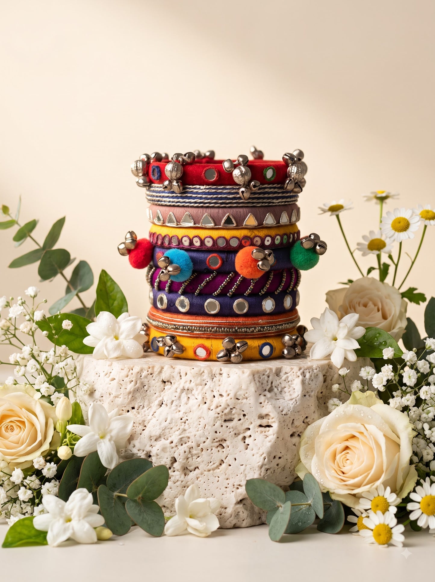 Mirror Work, Ghungroo & Pom-Pom Ethnic Bangles | Garba & Dandiya Jewelry for Women