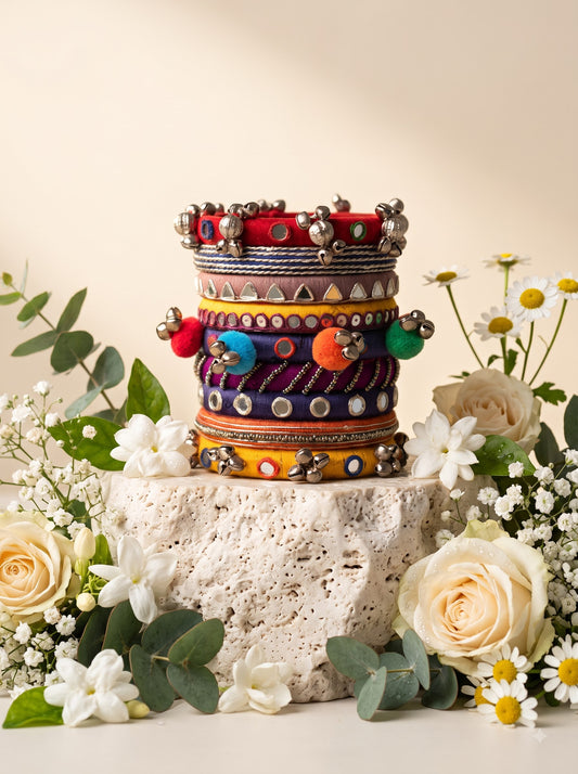 Mirror Work, Ghungroo & Pom-Pom Ethnic Bangles | Garba & Dandiya Jewelry for Women