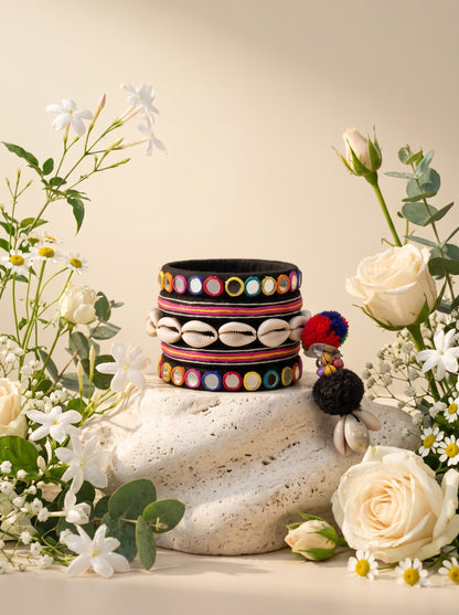 Navratri Special Handmade Black Fabric Bangles Set