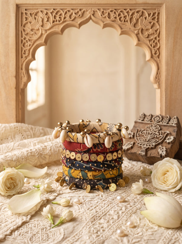 Navratri Special Handmade Fabric Bangles Set | Boho Ethnic Bangles