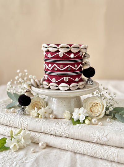 Navratri Special Handmade Maroon Fabric Bangles Set