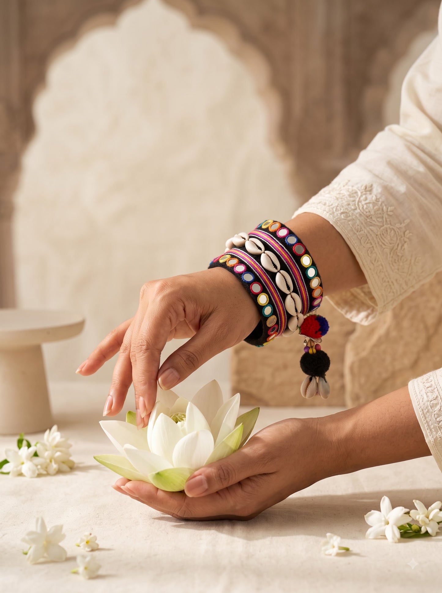 Navratri Special Handmade Black Fabric Bangles Set