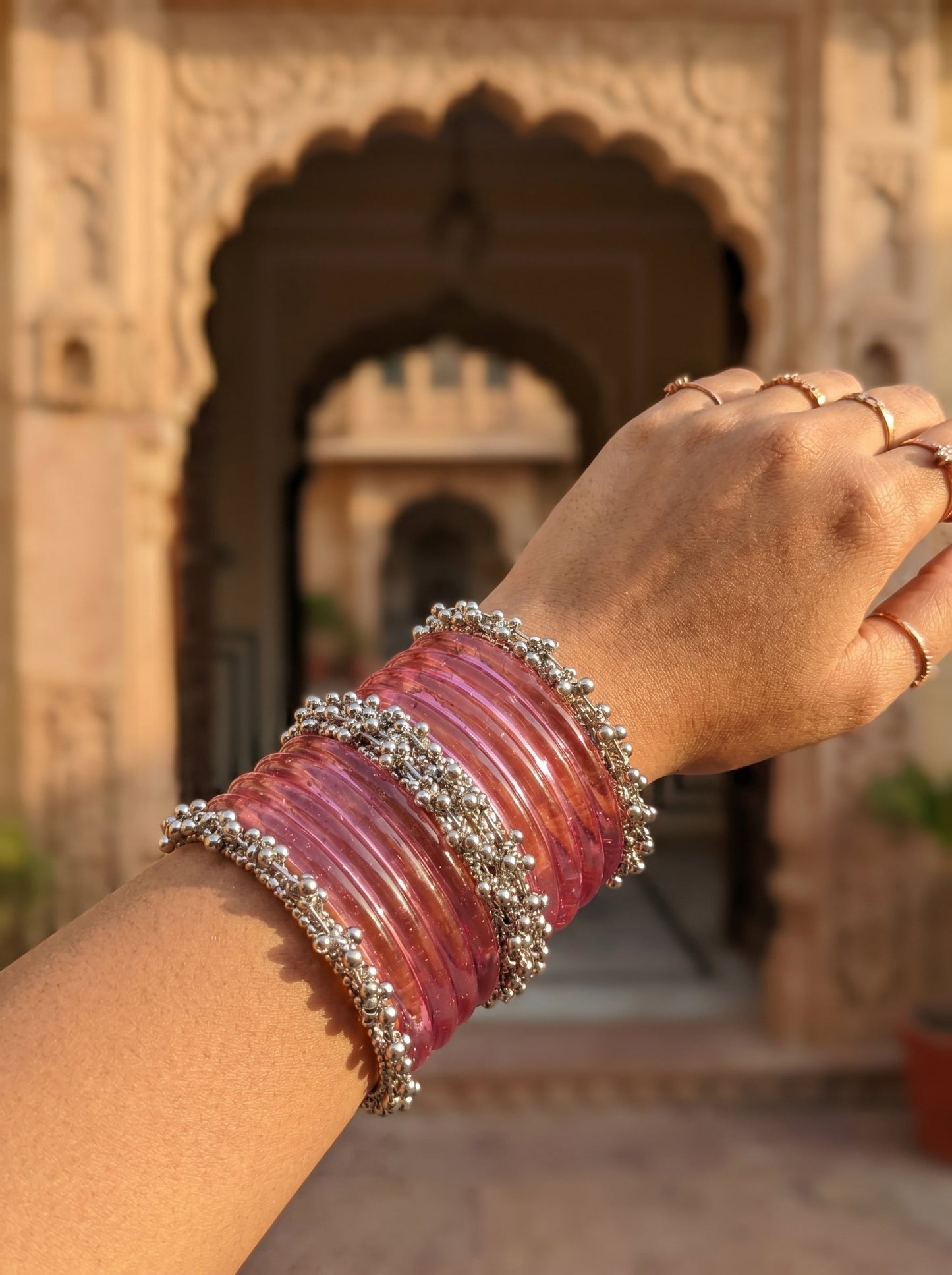 Pink Jelly Bangle with Ghungroo for single wrist | Fuchsia Resin Bangles | Jelly Bangles
