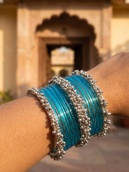 Blue Jelly  Bangle with Ghungroo for single wrist | Aqua Resin Bangles | Jelly Bangles