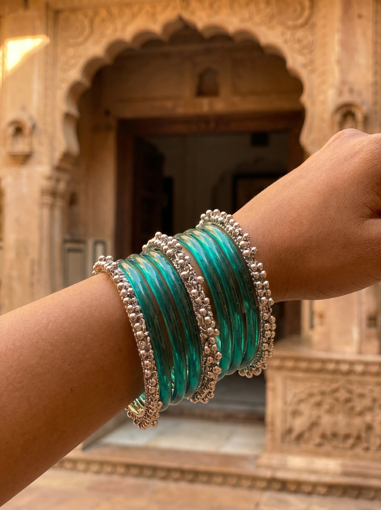 Teal Jelly  Bangle with Ghungroo for single wrist | Turquoise Resin Bangles | Jelly Bangles
