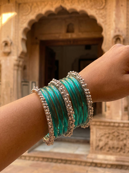 Teal Jelly  Bangle with Ghungroo for single wrist | Turquoise Resin Bangles | Jelly Bangles
