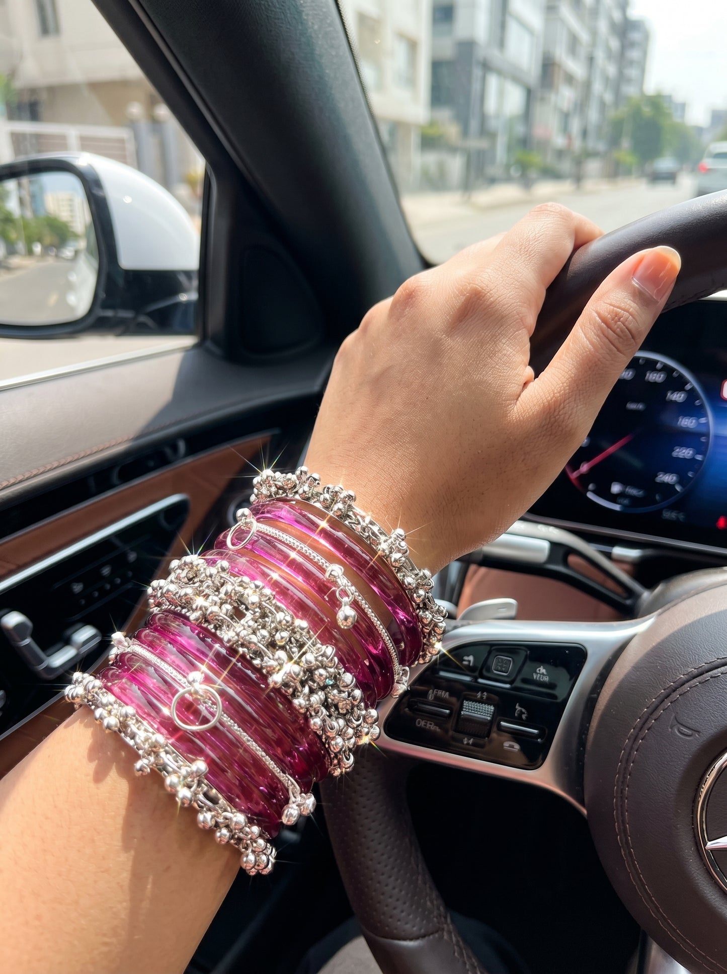 Pink Jelly Bangle with Ghungroo for single wrist | Fuchsia Resin Bangles | Jelly Bangles