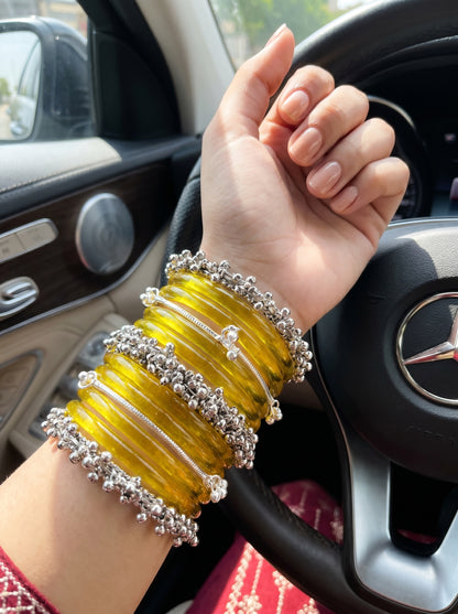 Yellow Jelly  Bangle with Ghungroo for single wrist | Saffron Resin Bangles | Jelly Bangles