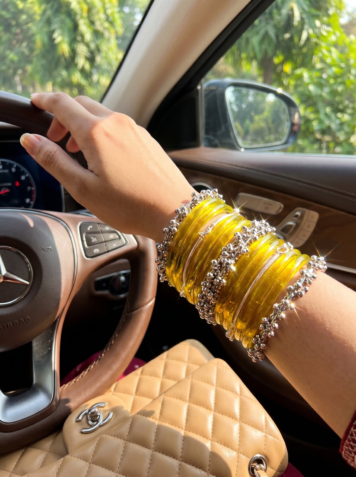 Yellow Jelly  Bangle with Ghungroo for single wrist | Saffron Resin Bangles | Jelly Bangles