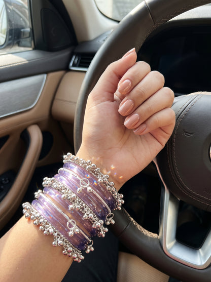 Purple Jelly  Bangle with Ghungroo for single wrist | Lavender Resin Bangles | jelly bangles