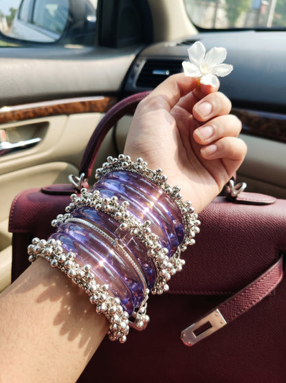 Purple Jelly  Bangle with Ghungroo for single wrist | Lavender Resin Bangles | jelly bangles