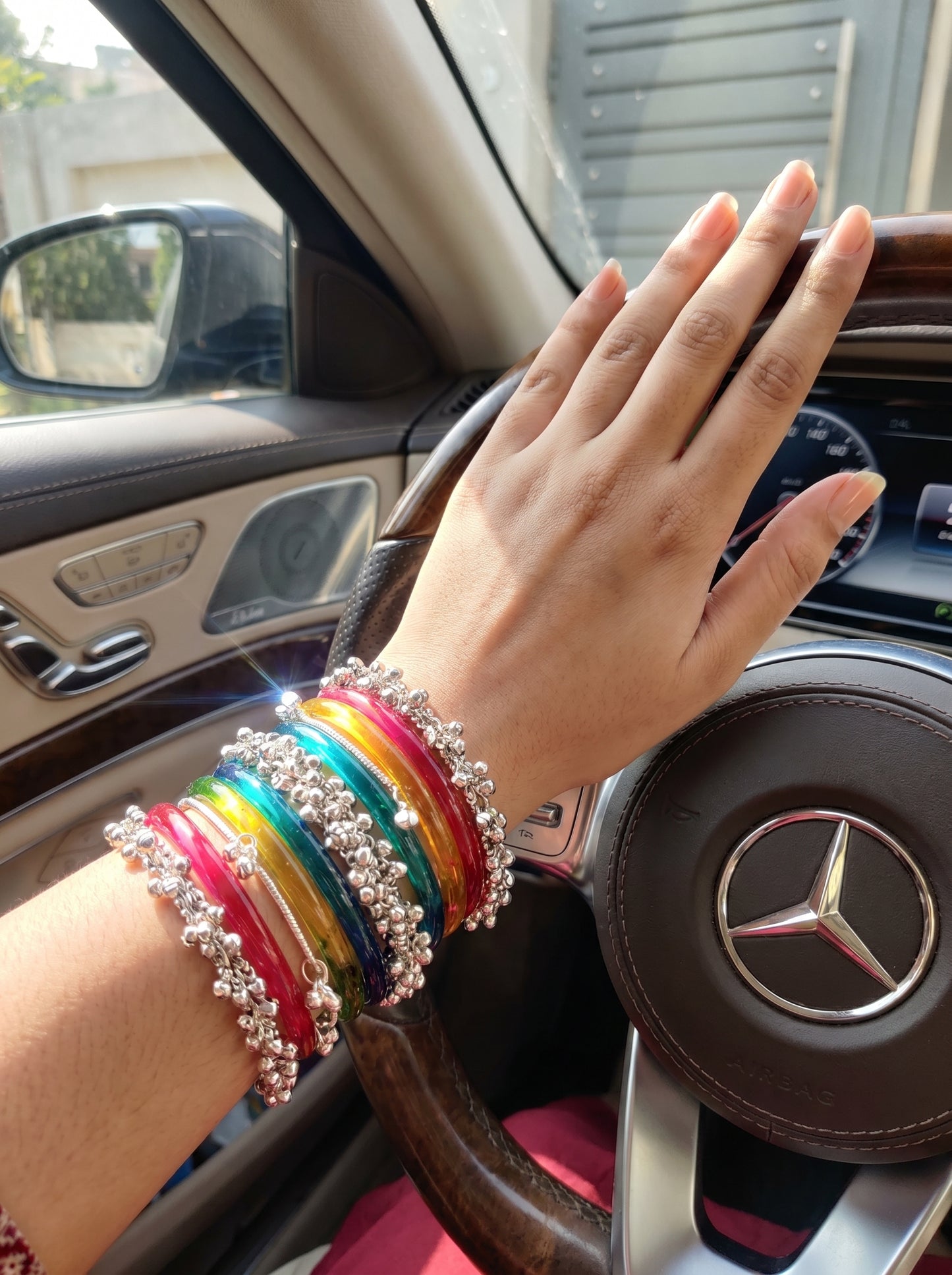Rainbow  Bangle with Ghungroo for single wrist| Multicolor Resin Bangles Stack | Jelly bangles