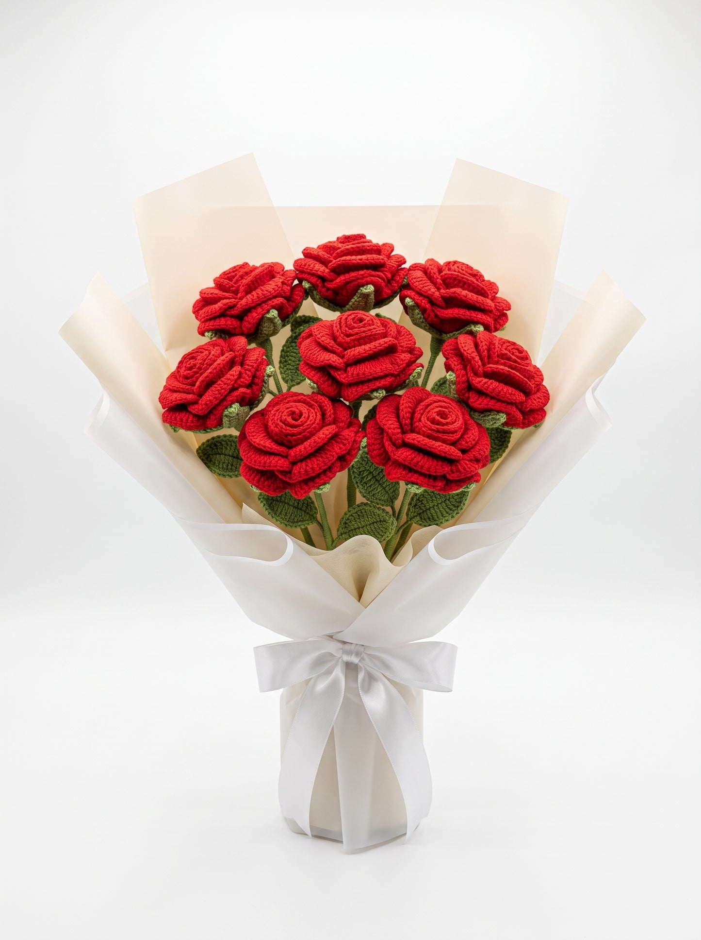 Signature Red Crochet Rose Bouquet (9 Roses)