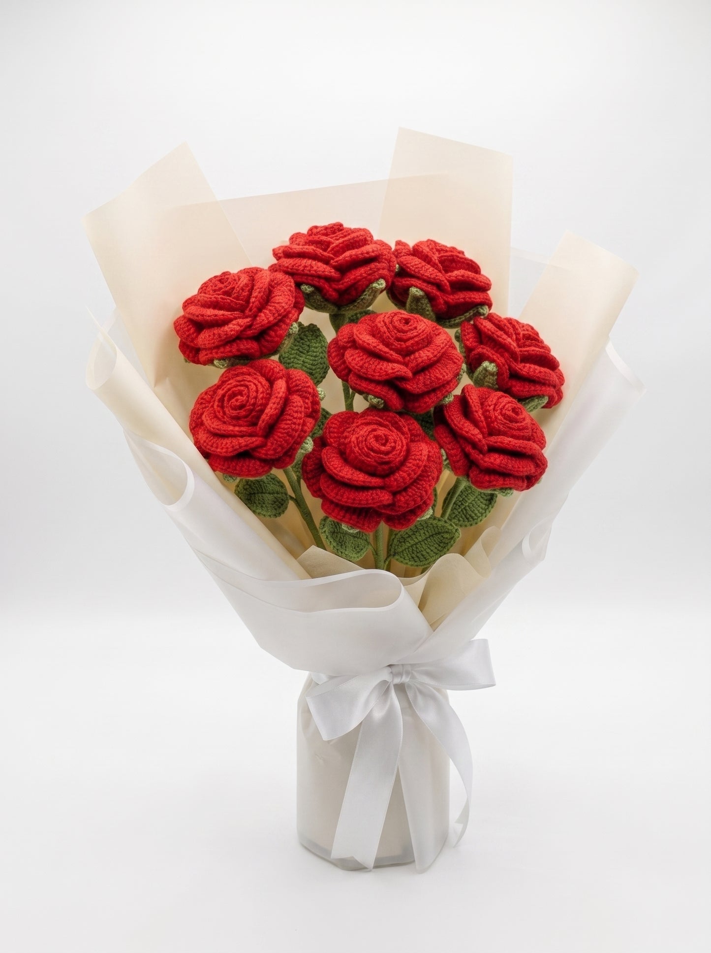 Signature Red Crochet Rose Bouquet (9 Roses)