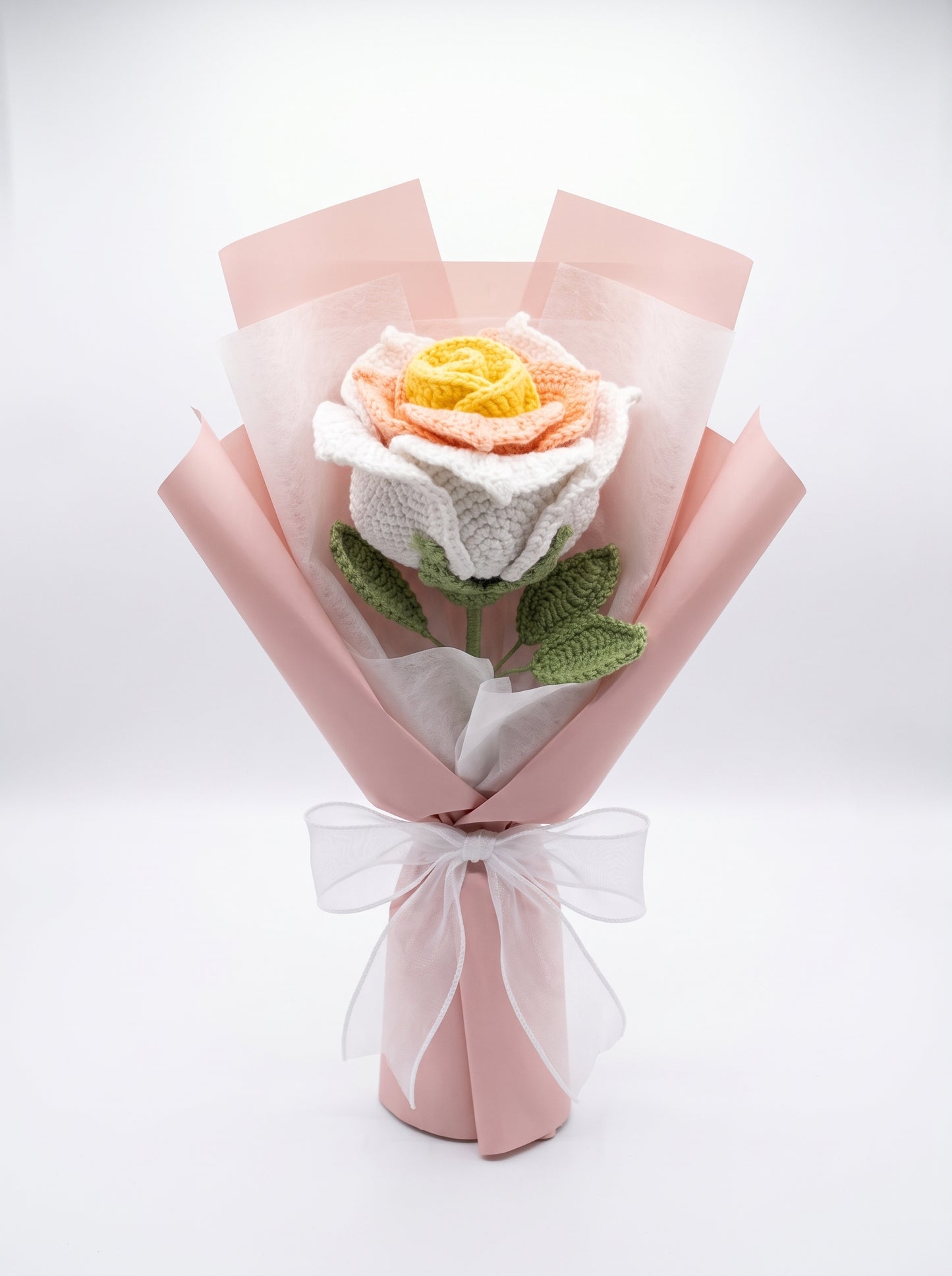 Ivory Blush Crochet Rose Bouquet