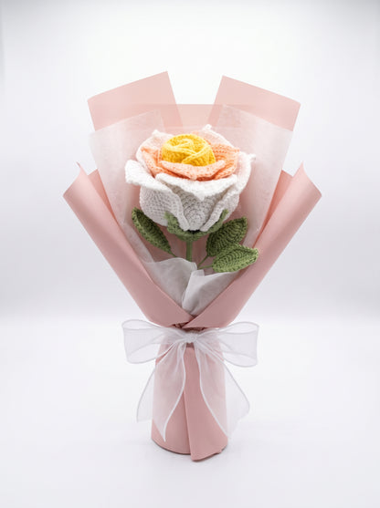Ivory Blush Crochet Rose Bouquet
