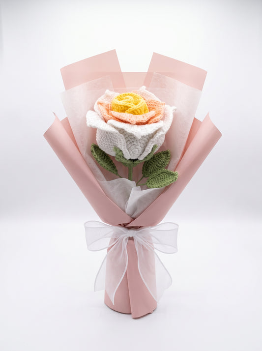 Ivory Blush Crochet Rose Bouquet