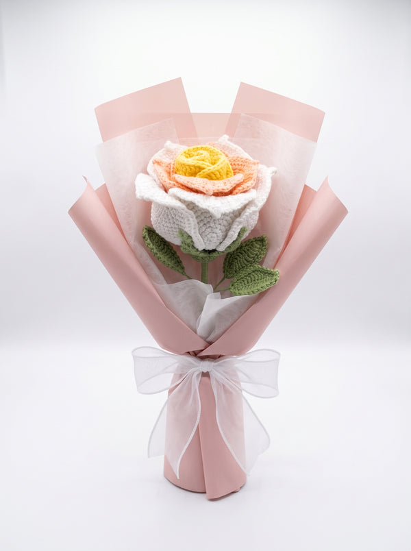 Ivory Blush Crochet Rose Bouquet