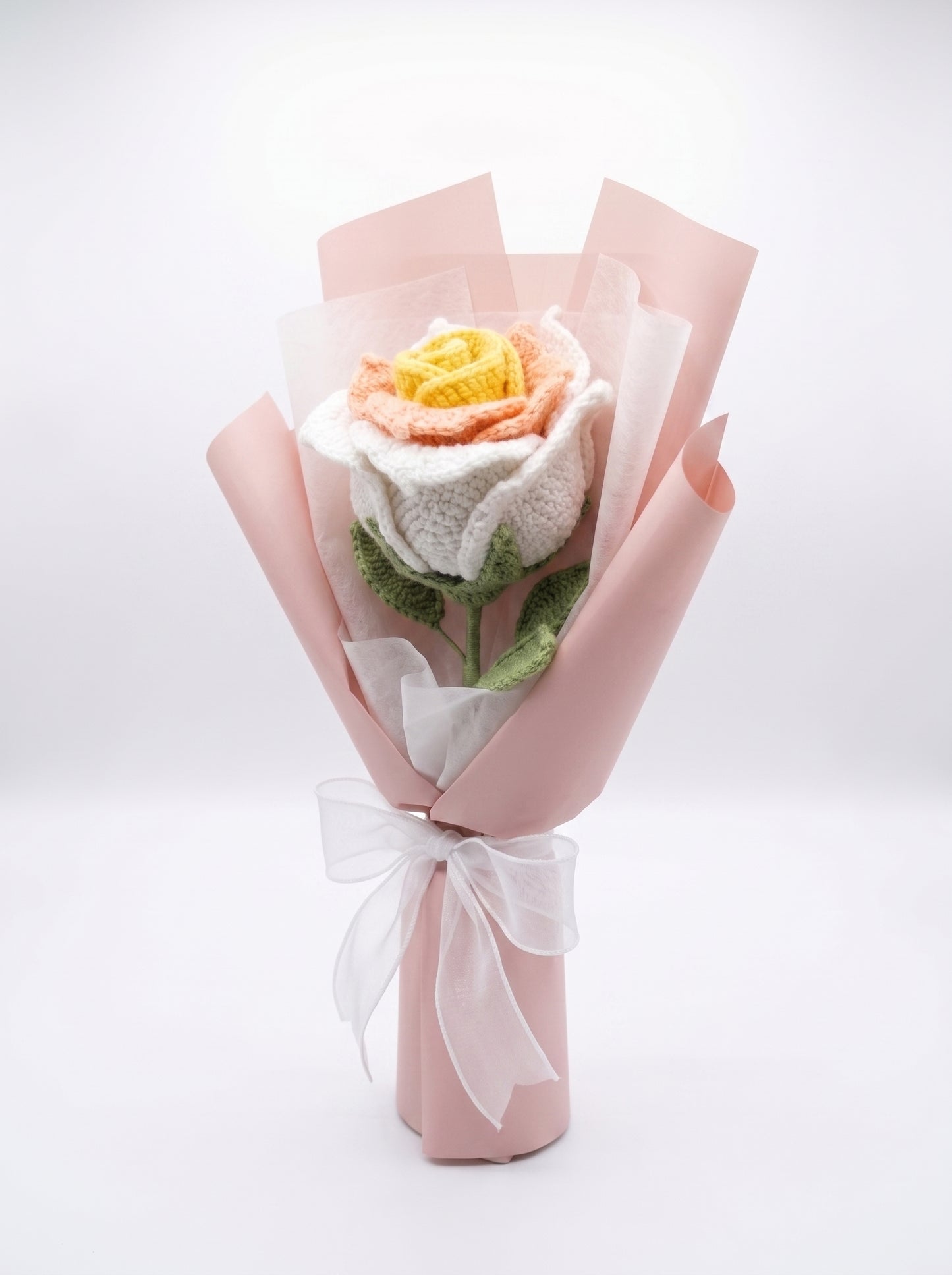 Ivory Blush Crochet Rose Bouquet