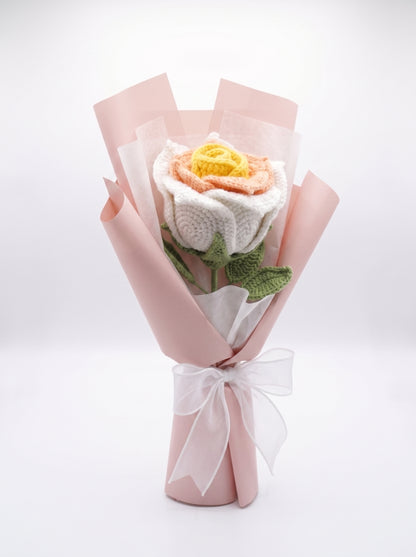 Ivory Blush Crochet Rose Bouquet