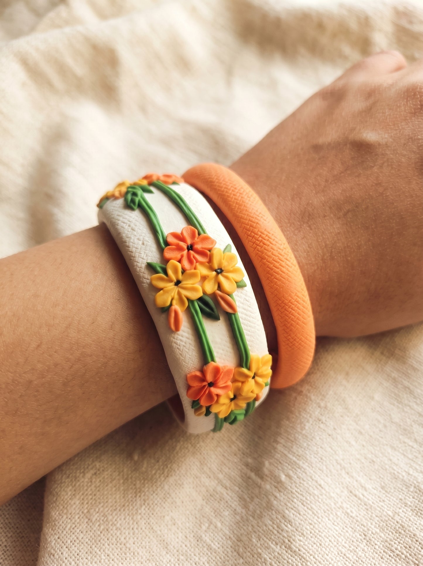 Sophisticated Matte Polymer Clay Bangle - 100% Handcrafted
