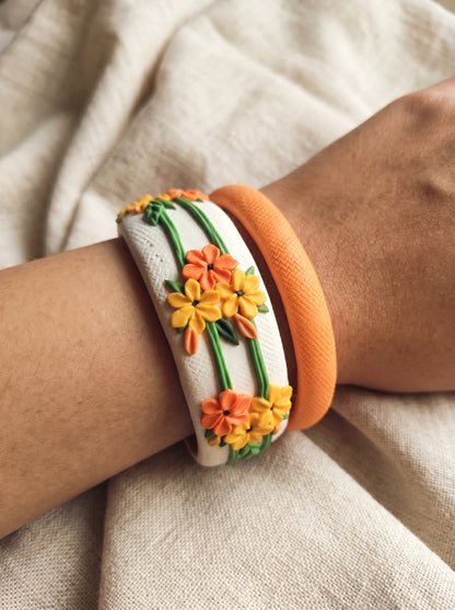 Sophisticated Matte Polymer Clay Bangle - 100% Handcrafted