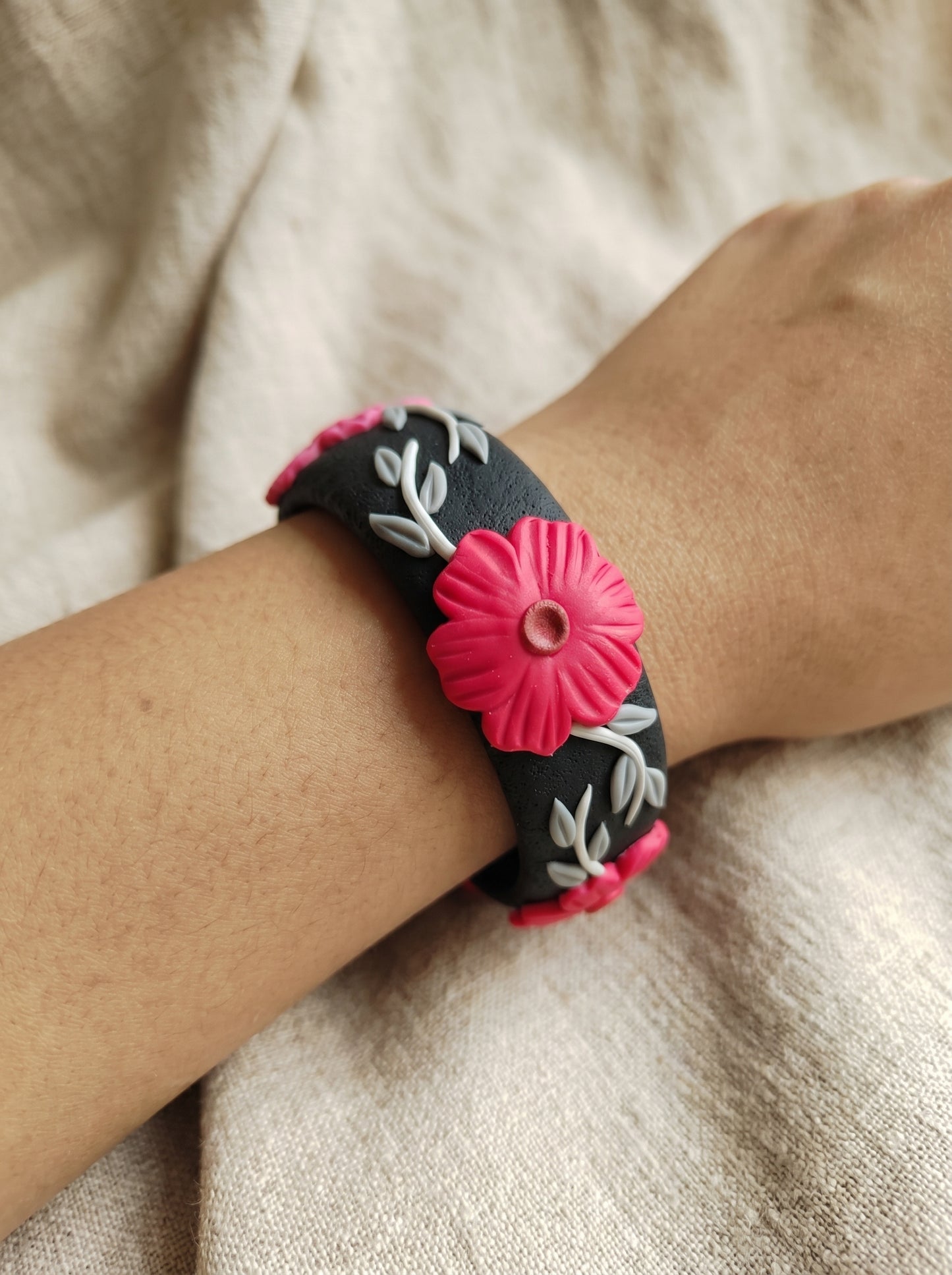 Graceful Pastel Polymer Clay Bangle - 100% Handcrafted
