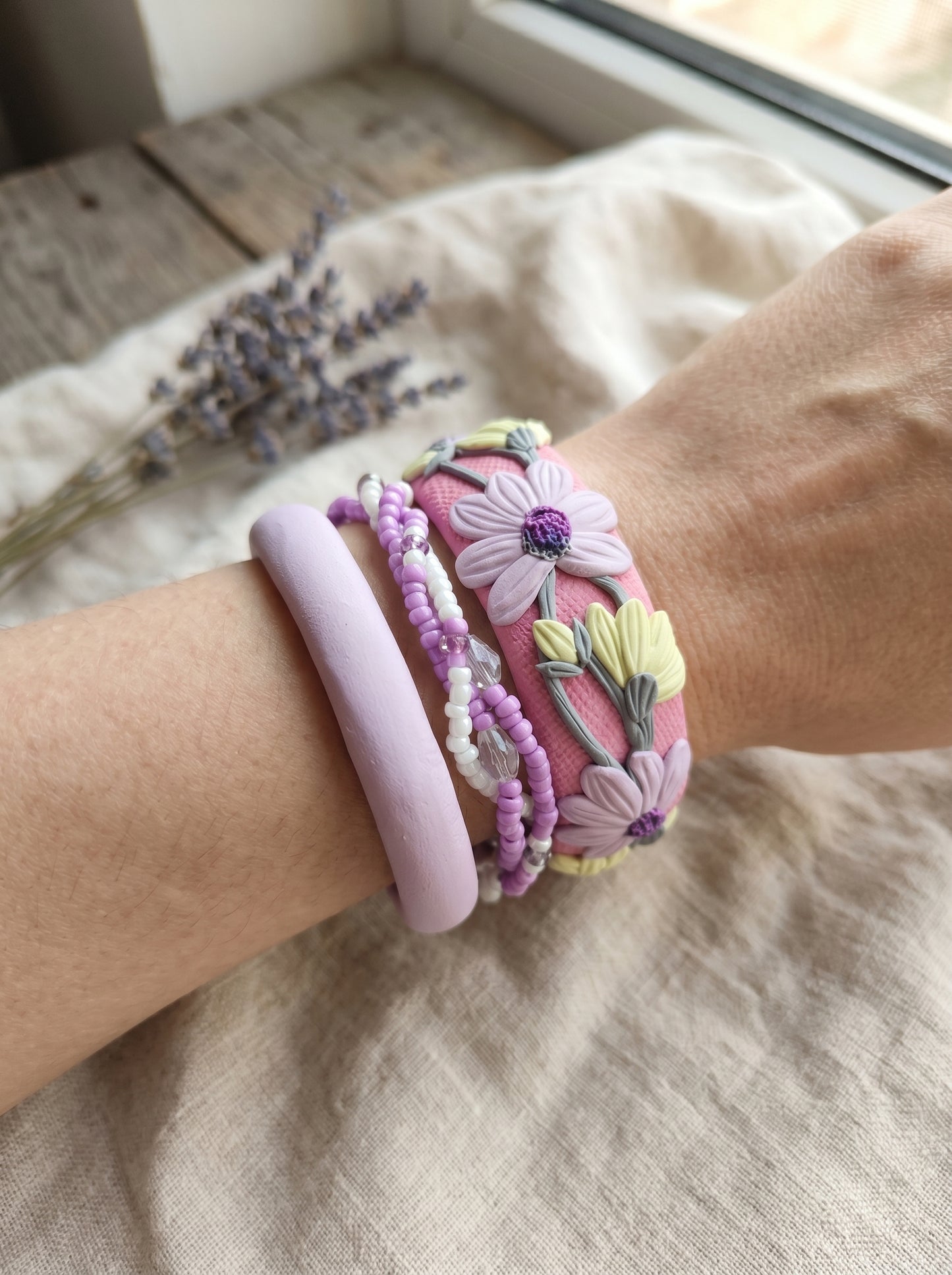 Handmade Couture Polymer Clay Bangle - 100% Handcrafted