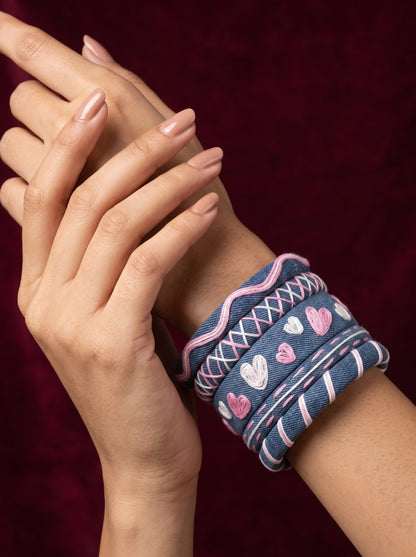 Denim & Pink Hearts Stack