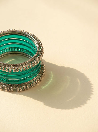 Teal Jelly  Bangle with Ghungroo for single wrist | Turquoise Resin Bangles | Jelly Bangles
