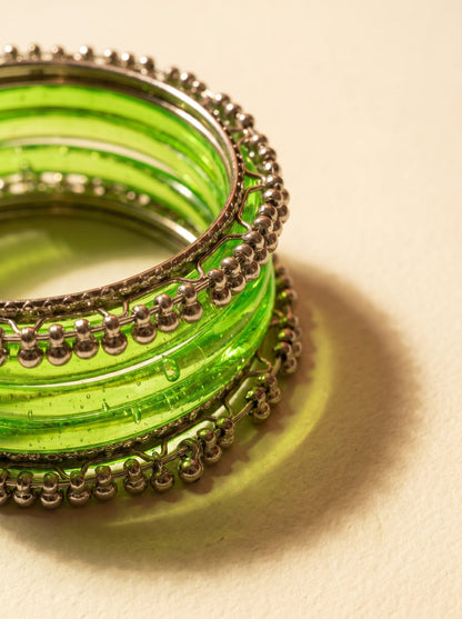 Green Jelly  Bangle with Ghungroo for single wrist | Lime Resin Bangles | Jelly Bangles