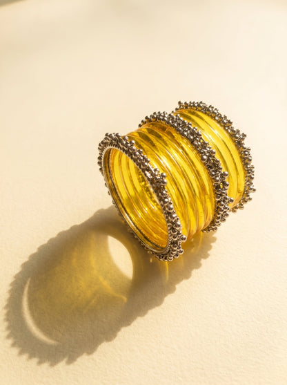 Yellow Jelly  Bangle with Ghungroo for single wrist | Saffron Resin Bangles | Jelly Bangles