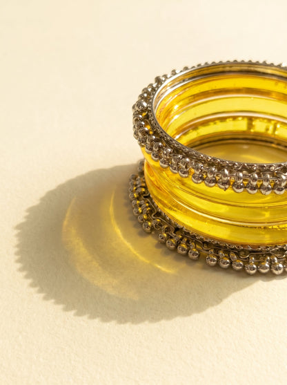 Yellow Jelly  Bangle with Ghungroo for single wrist | Saffron Resin Bangles | Jelly Bangles