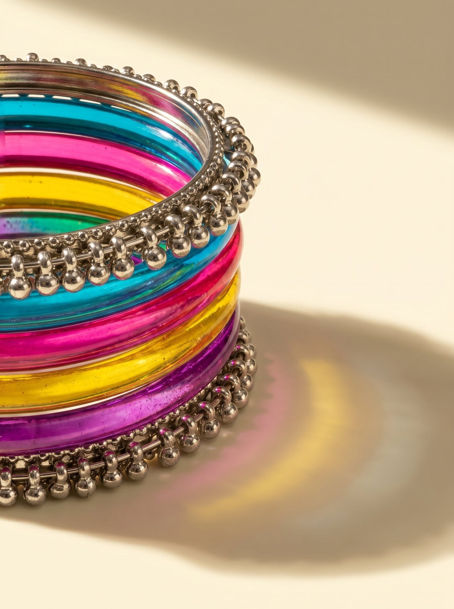 Rainbow  Bangle with Ghungroo for single wrist| Multicolor Resin Bangles Stack | Jelly bangles