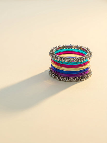 Rainbow  Bangle with Ghungroo for single wrist| Multicolor Resin Bangles Stack | Jelly bangles