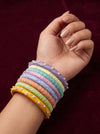 Pastel Symphony Pearl-Bordered Multi-Color Bangle Stack