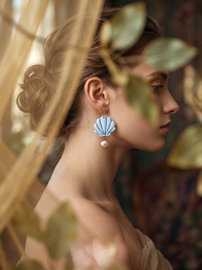 The Azure Shell & Pearl Drop Earrings