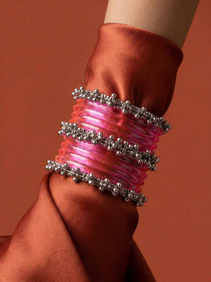 Pink Jelly Bangle with Ghungroo for single wrist | Fuchsia Resin Bangles | Jelly Bangles