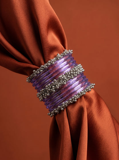 Purple Jelly  Bangle with Ghungroo for single wrist | Lavender Resin Bangles | jelly bangles