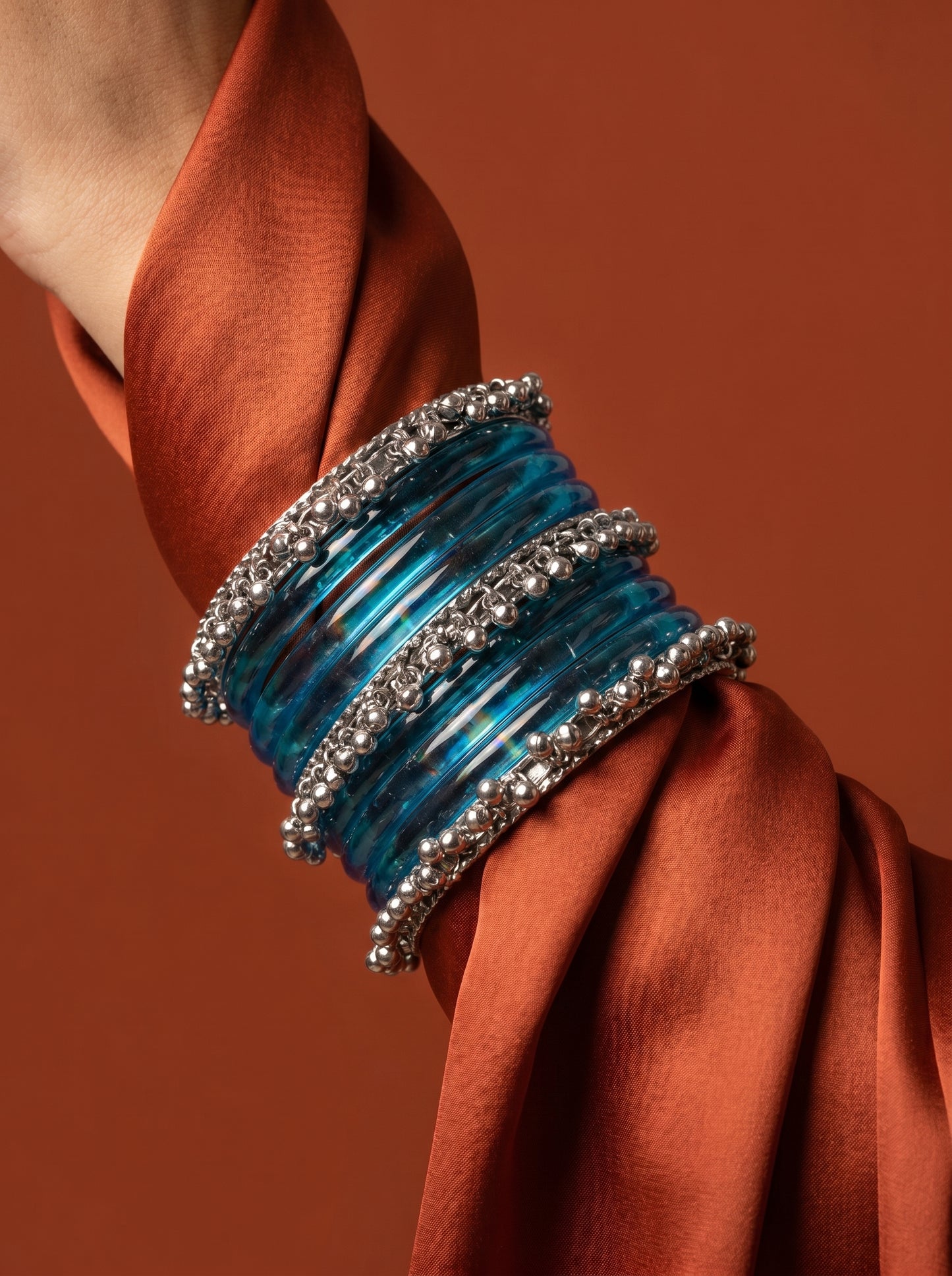 Blue Jelly  Bangle with Ghungroo for single wrist | Aqua Resin Bangles | Jelly Bangles