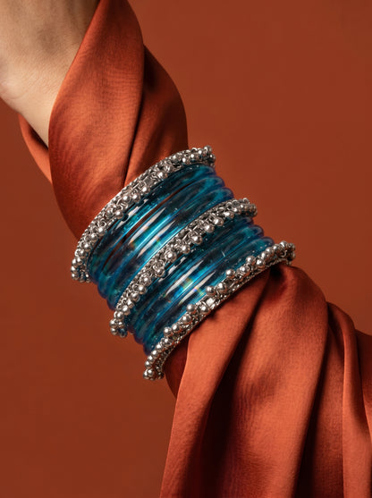 Blue Jelly  Bangle with Ghungroo for single wrist | Aqua Resin Bangles | Jelly Bangles
