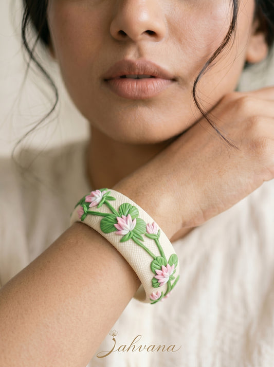 Forget-Me-Not & Lotus Bangle Duo — Hand-Sculpted Floral Set