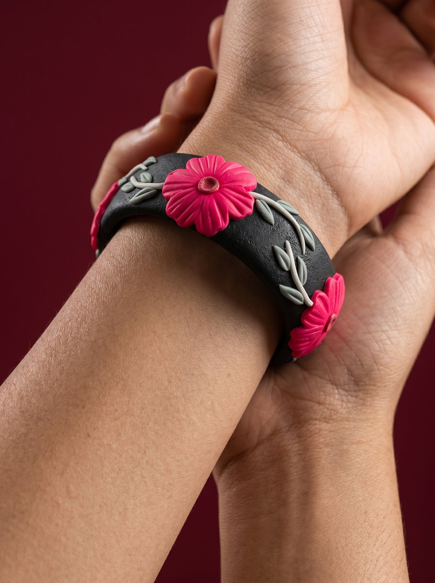 Graceful Pastel Polymer Clay Bangle - 100% Handcrafted