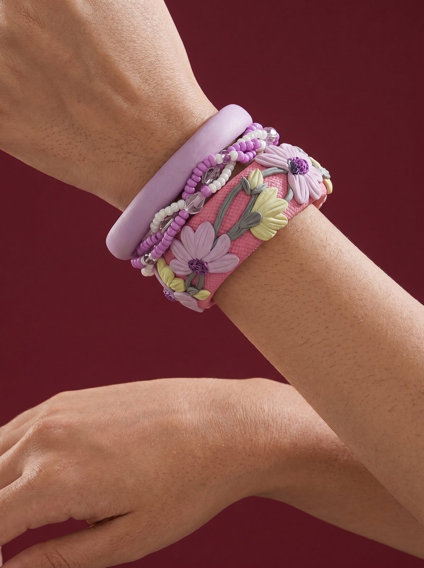 Handmade Couture Polymer Clay Bangle - 100% Handcrafted