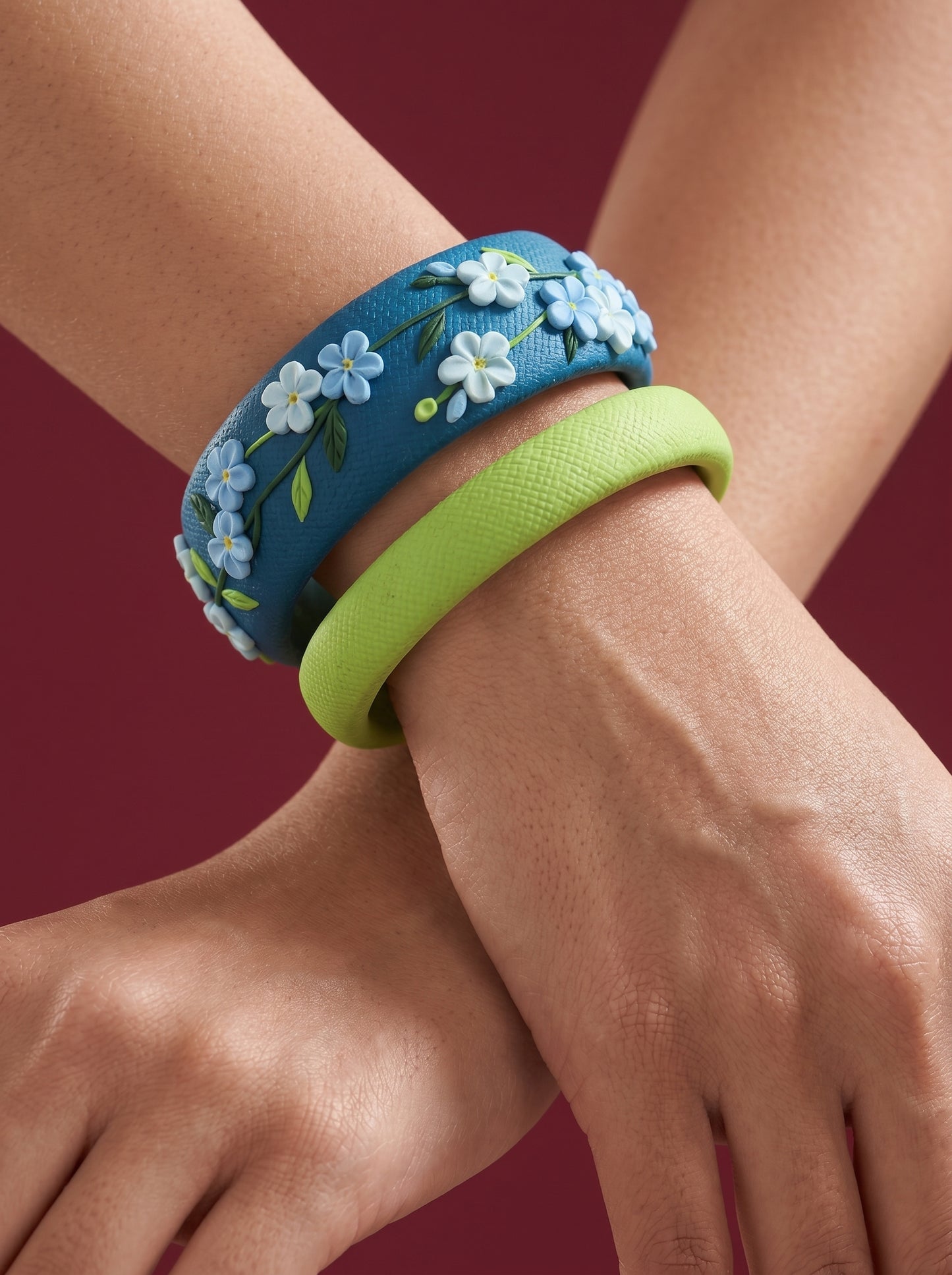 Contemporary Boho Polymer Clay Bangle - 100% Handcrafted
